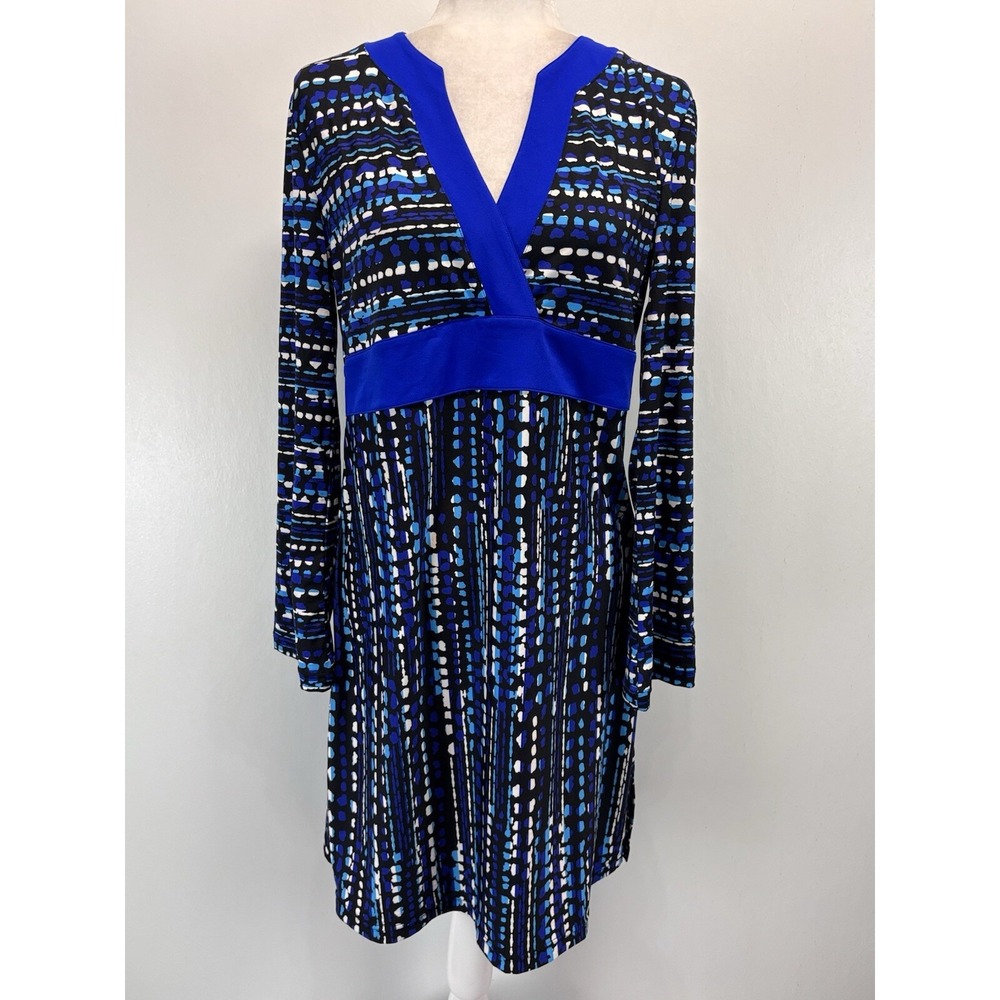 Coolibar Long Sleeve Dress Sz Medium Blue Black UPF 50+ Sun Protection